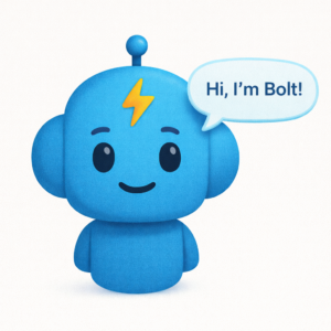 Cute blue robot introducing itself