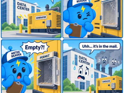 Data Center Caught Gassing Up Without a Permit Slip — data center gas generator | The Cloud Pod cover art